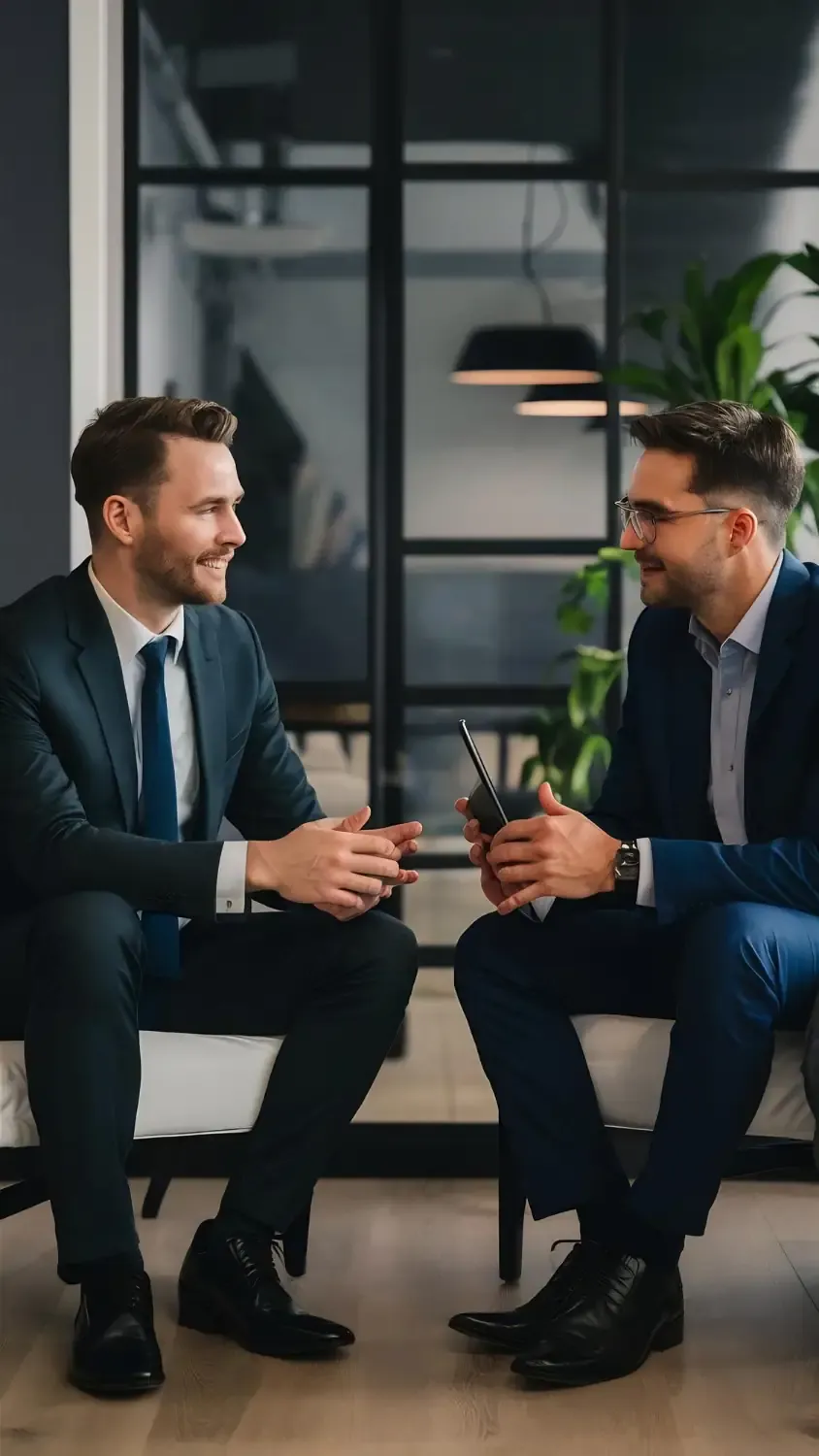 Business professionals talking to illustrate frequently asked questions