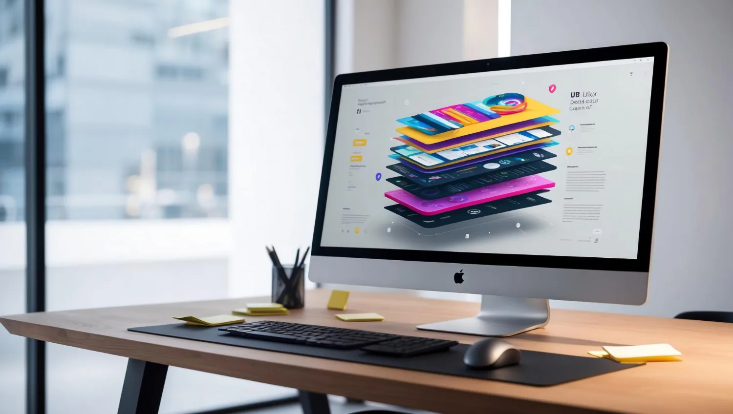 Laptop screen with abstract design representing web design services