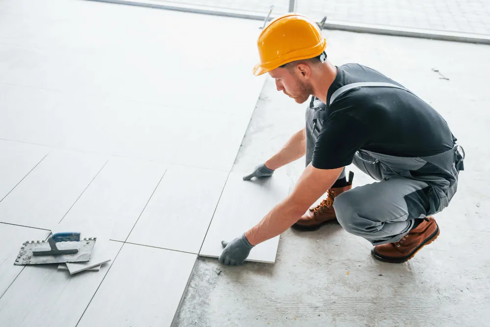 Flooring installation in progress