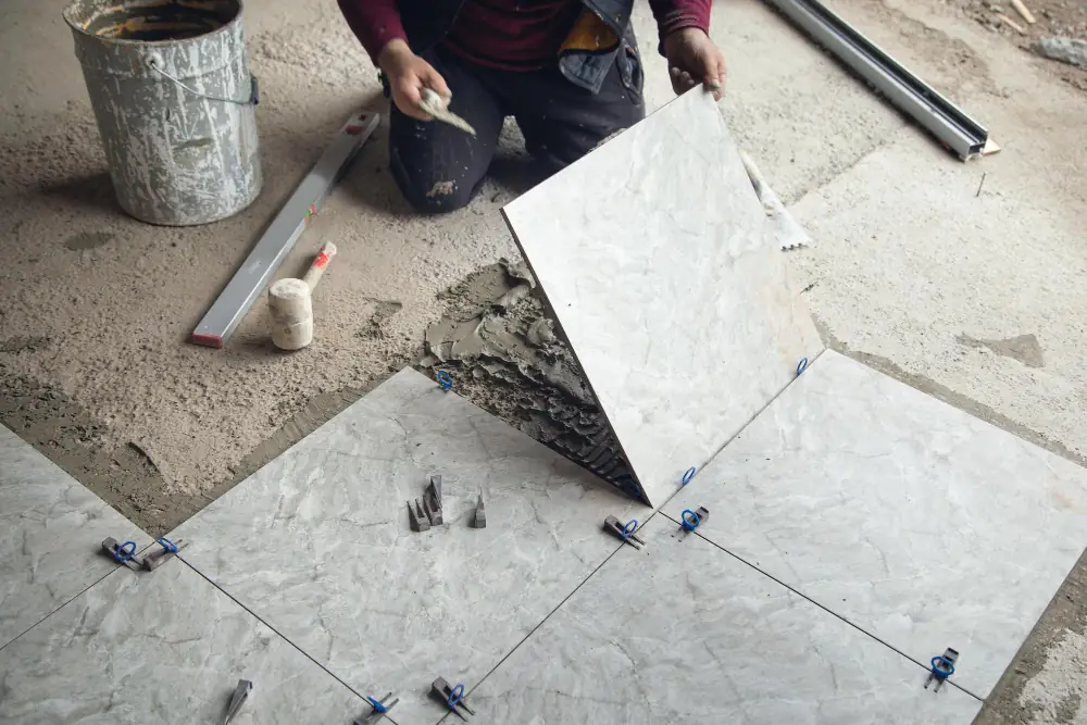 Flooring installation in progress